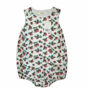 NWT! mini Boden ivory strawberry print bubble romper